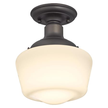 Westinghouse One-Light Indoor Semi-Flush Ceiling Fixture Scholar ORB Wht Opal Gls 6342200